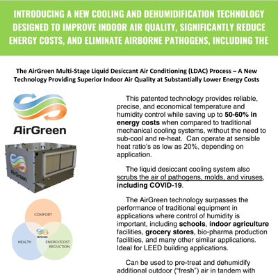 AirGreen Multi-Stage Liquid Desiccant Air Conditioning (LDAC) Process